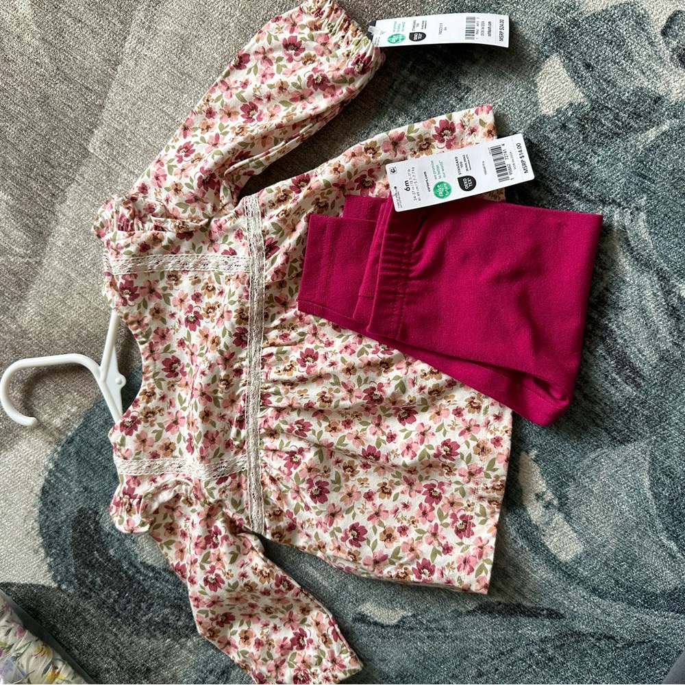 Floral Baby Outfit with Pink Leggings
